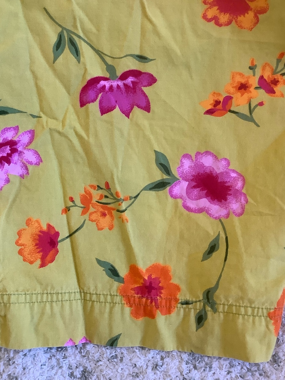 Bright Citrine with Pink & Yellow Floral Drawstring Capri Pants RS Plus Size 1X - Picture 11 of 16